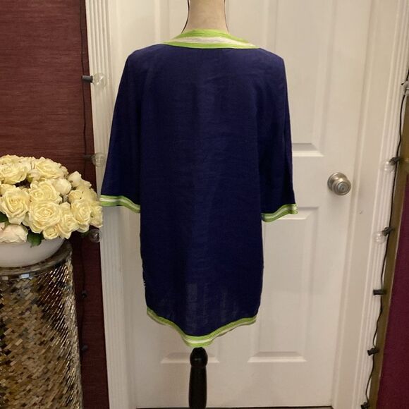 Calypso St. Barth linen Navy Dress with Lime Accents, S - Picture 7 of 9